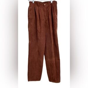 0315 Duckhead Dark Brown Corduroy Pants 31x32 | Vintage Pleated Wide Leg Classic